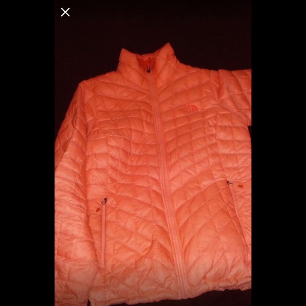 Hot pink north face bubble coat